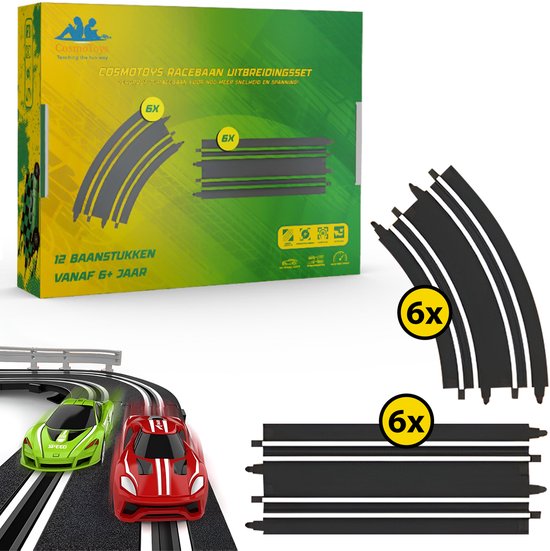 CosmoToys Elektrische Racebaan - 12 Stuks Uitbreidingsset - Auto Speelgoed - voor Kinderen - Autobaan Speelgoed - Kinderspeelgoed - Uitbreidingsset