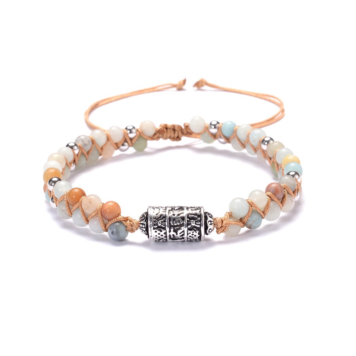Nixnix® - Bohemian Armband - Afrikaans - Beige - Zilverkleurig