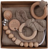 Set Cadeau Bébé - Coffret 3 pièces - Cadeau Maternité - Baby Shower - Gender Reveal - Cadeau Bébé Mixte - Visite Maternité - Garçon - Fille - Coffret Cadeau - Baby Shower - Anneau de Dentition - Attache Tétine - Doudou