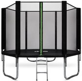 Bol.com VirtuFit Trampoline met Veiligheidsnet - Zwart - 251 cm - Met Dubbelzijdige Rits - Met Trapje - Water- en UV-bestendig -... aanbieding