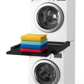 Tussenstuk voor Wasmachine & Droger - Extra stevig - Stapelkit - Met uitschuifbare plank - Universeel - Droogkast - Meubel - incl. trildempers en spanband - Skoov