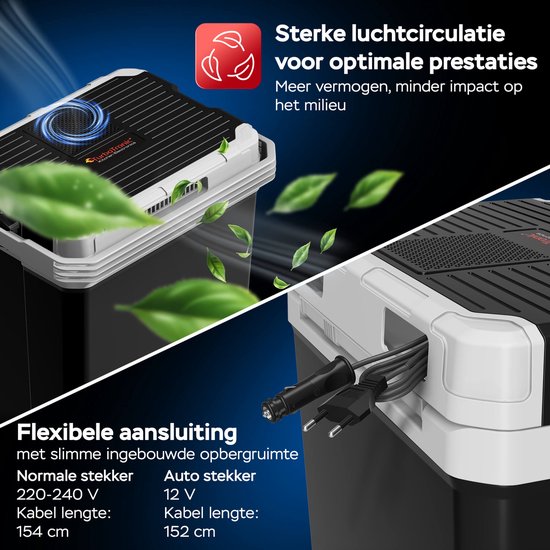 TurboTronic EC30 Elektrische Koelbox voor Auto en Camping - Koelbox Elektrisch met Verwarmingsfunctie - 12v 230 Volt - 30L - Zwart van TurboTronic — afbeelding 4