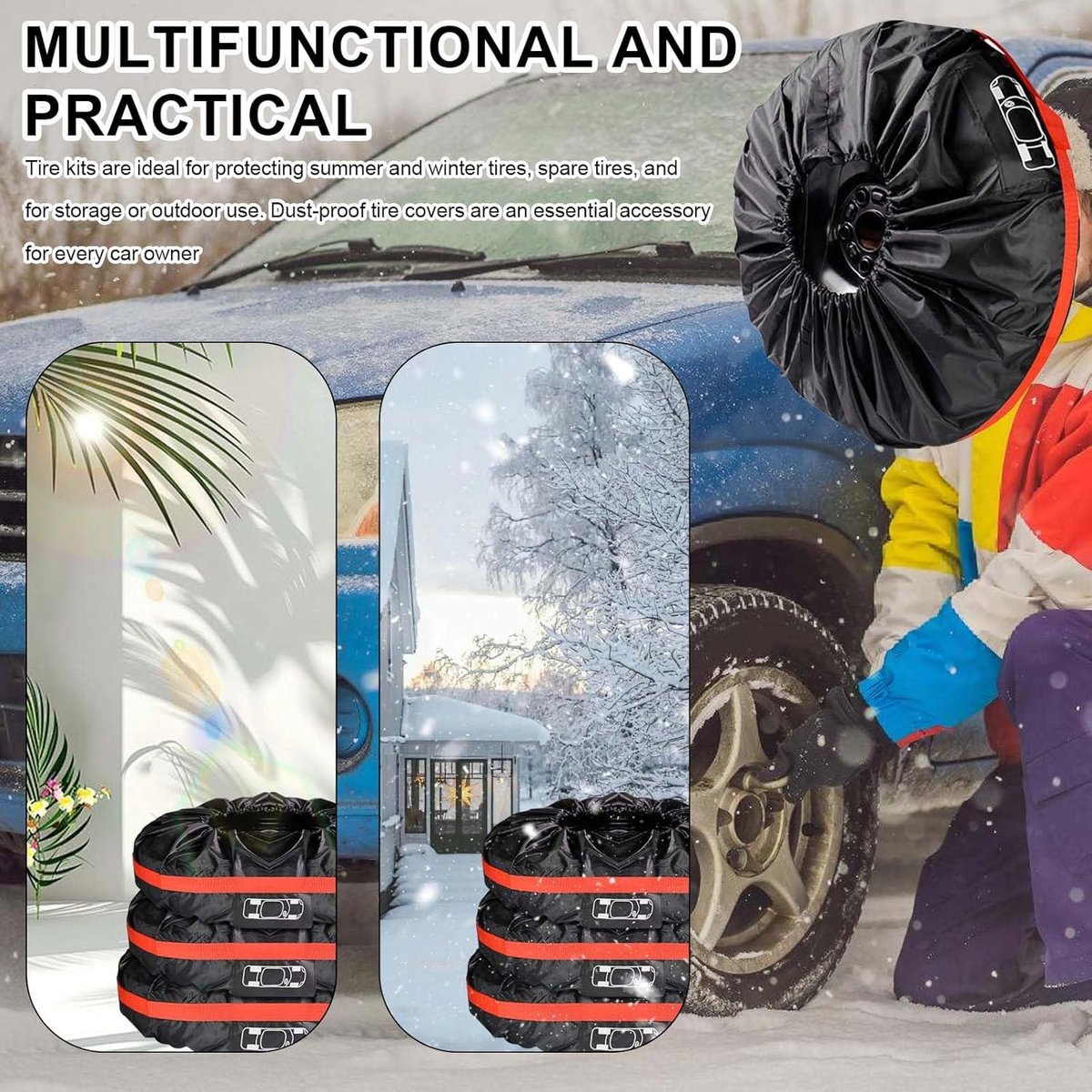 Allecto Plus - Bandentassenset voor 19-23 inch banden - Waterafstotend - Autobandentassen - Ø 80 cm - Beschermhoezen - Opbergtassen voor schoon en veilig transport - Wasbaar