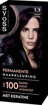 SYOSS Permanent Coloration 3-3 - Haarverf - Permanente Haarkleuring - Trendy Violet – Grijsdekking – Vermindert Haarbreuk - 1 Stuk