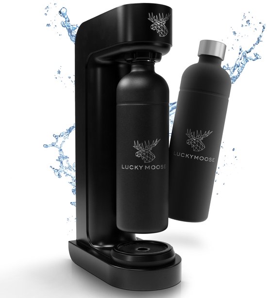 Luckymoose Infinity bruiswatertoestel – 2x 1,25L RVS fles – zwart