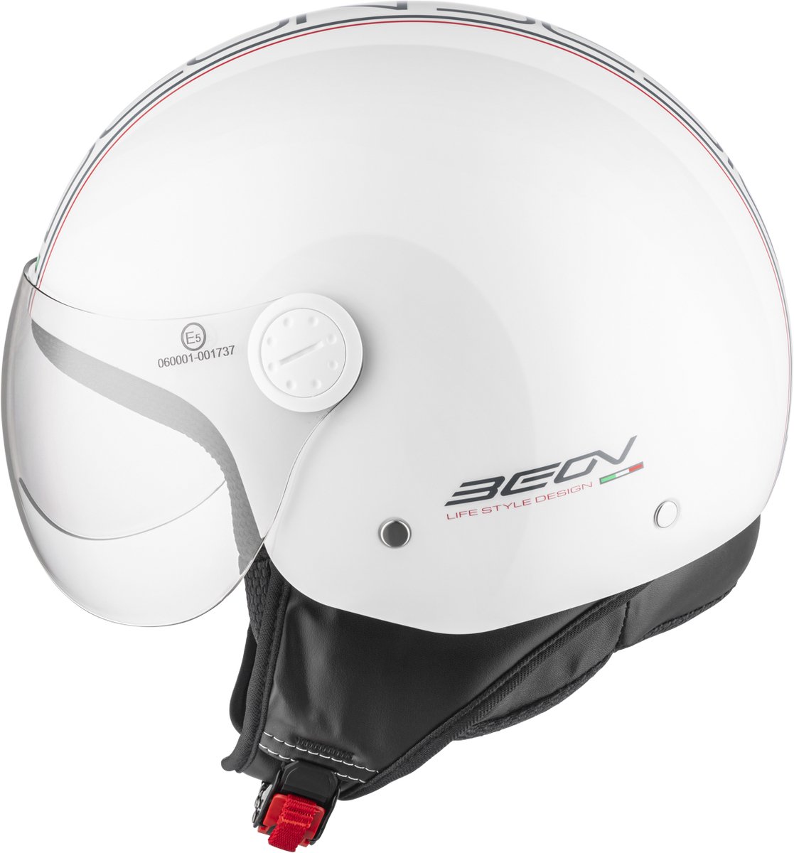 BEON Design Scooterhelm - Wit - S - Jethelm met Vizier - Motorhelm - Geschikt voor Vespa, Scooter, Brommer, Motor en Snorfiets – foto 3
