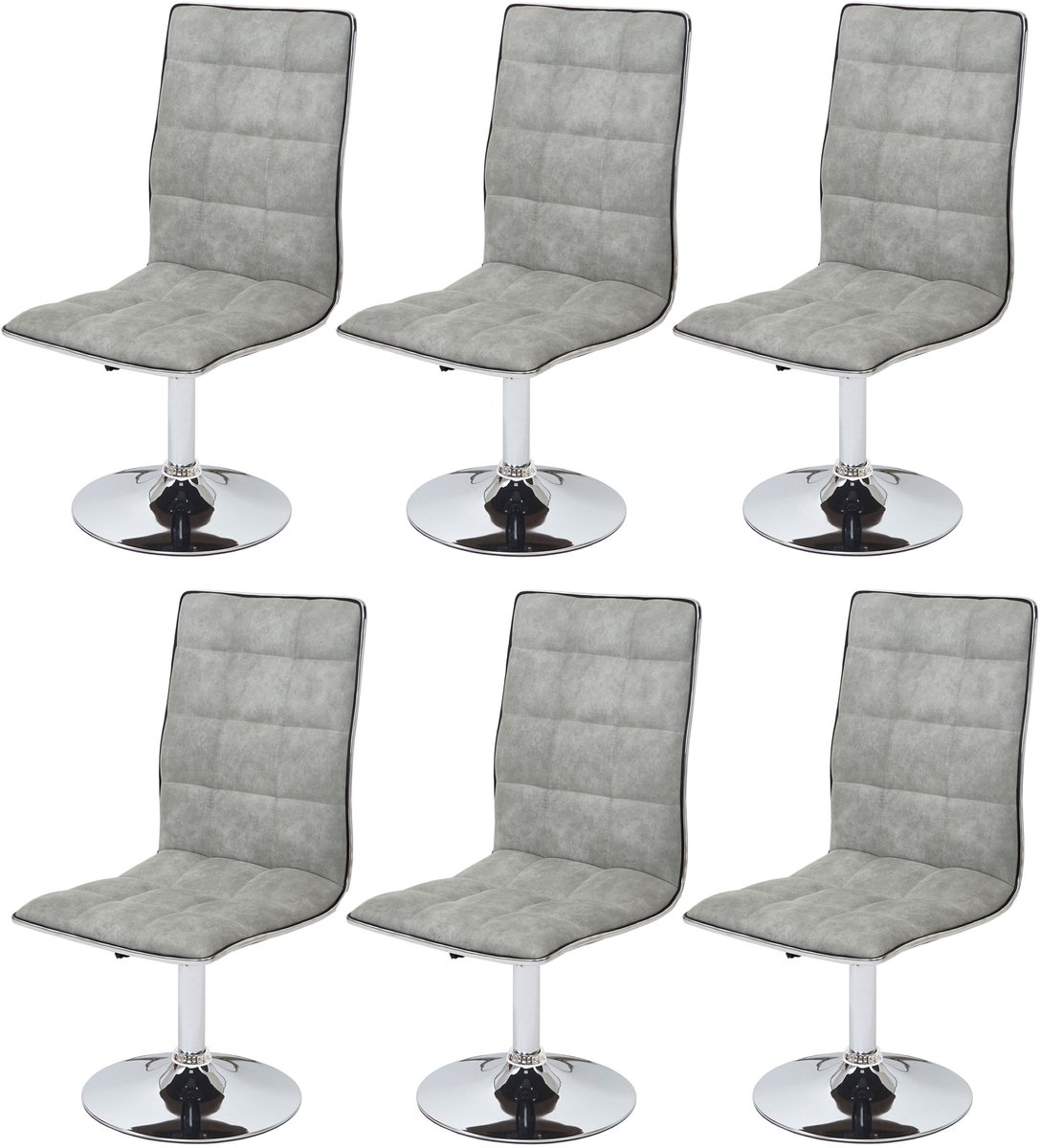 Set van 6 eetkamerstoelen MCW-C41, keukenstoel, in hoogte verstelbaar en draaibaar, stof/textiel MVG ~ vintage betongrijs