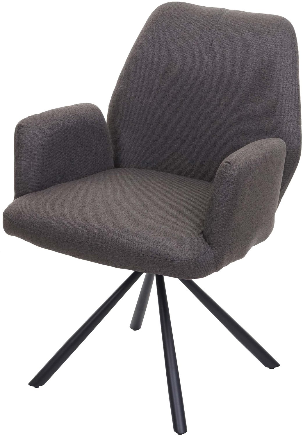 MCW Eetkamerstoel MCW-H71, keukenstoel, stoel met rugleuning, draaibaar, automatische positie-instelling, stof/textiel, staal ~ grijs-bruin