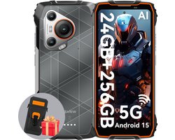 Blackview BL7000 - AI Robuuste Smartphone - 5G - 24GB RAM - 256GB ROM - Met Leren Hoesje - 6.78 inch 120Hz - Robuuste Telefoon - IP68 Waterdicht - Nachtzicht - Android 15 - NFC - GPS - Oranje