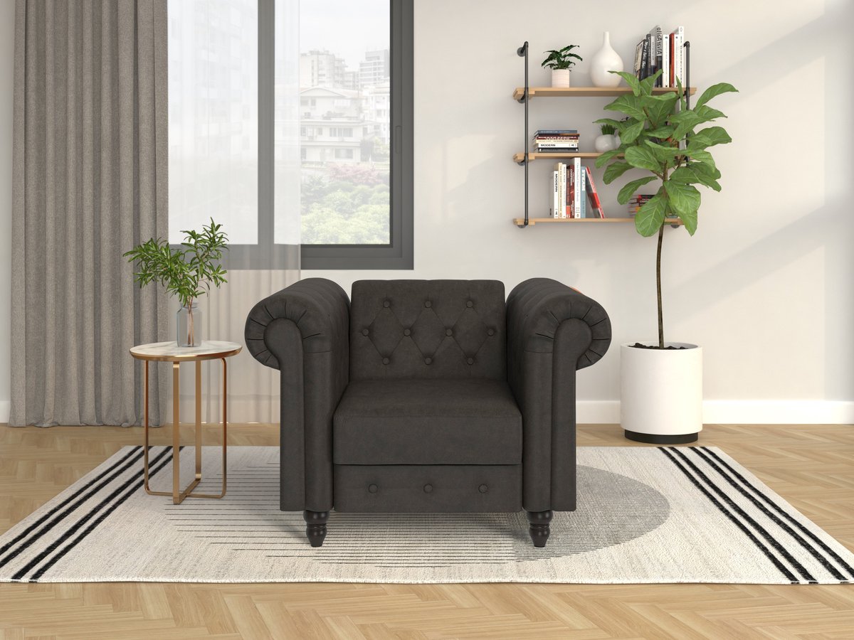 Notio Living Felix-Loungestoel met relaxfunctie in Microvezel Antraciet Grijs
