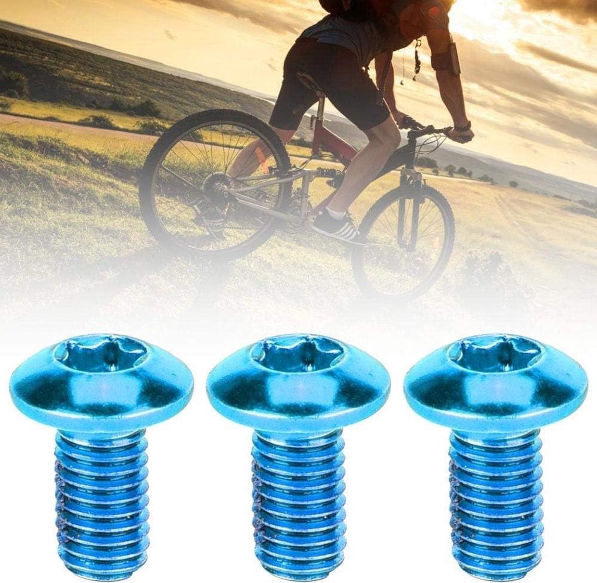 Allecto Plus - Schijfremmen rotorschroeven - set van 12 stuks - MTB fietsonderdelen - T25 kop - blauw - mountainbike accessoires