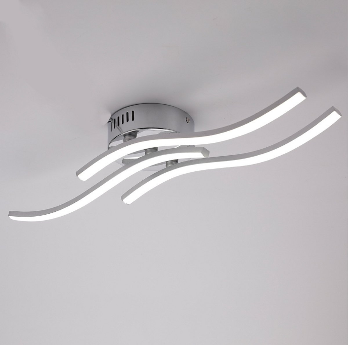 Woonkamer Lamp - Golvend Drie Hoofd Moderne LED-Plafondlamp - 18W - voor Binnen - Woonkamerlamp - Woonkamer Lamp Plafond - Plafondverlichting voor Woonkamer, Slaapkamer, Keuken thumbnail 4