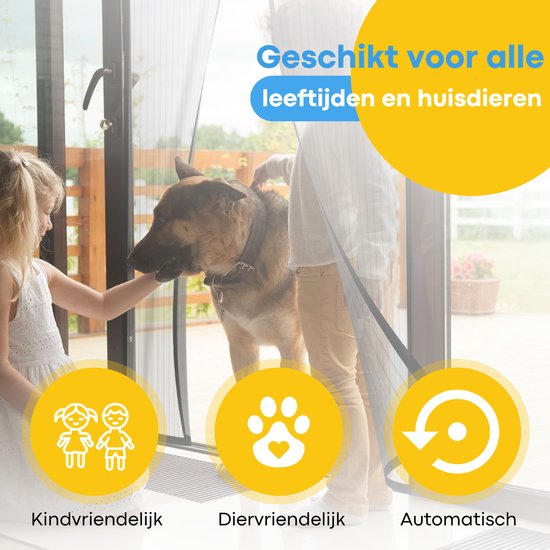 FLOOQ Premium Magnetisch Vliegengordijn Modern 184x210cm Zwart - Deurhor - Vliegenhor - Insectenhor Hordeur - Incl. bevestigingsmateriaal van Merkloos — afbeelding 2