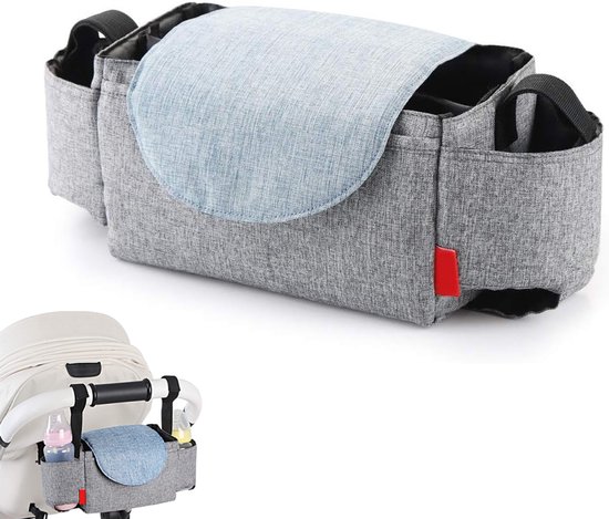 Kinderwagen Organizer - Kinderwagen Tas - Buggy Tas Organizer - Wandelwagen Organizer - Buggy Tas Organizer - Buggy Kinderwagen Organizer - Luiertas - Met Geïsoleerde Bekerhouder - Babyaccessoires - 3 Draagmogelijkheden - Voor Elke Kinderwagen