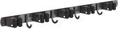 BOTC Bezemhouder - Bezem Ophangsysteem Tuingereedschap - 5 Houders 6 Haken - 304 RVS - Gereedschapshouder - 3M Tape - Zwart