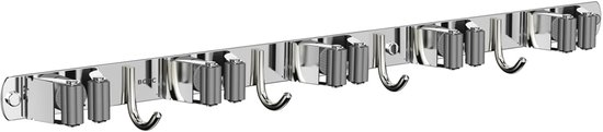 BOTC Bezemhouder - 5 Houders 6 Haken - 304-RVS - 5 Houders 6 Haken - 304 RVS - Zelfklevend 3M Tape - Gereedschapshouder - Bezem Ophangsysteem Tuingereedschap - Gereedschapshouder - Zilver — afbeelding 2