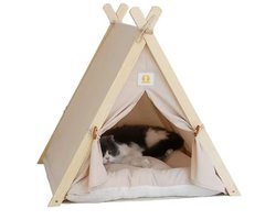Huisdierentent voor Katten en Honden - Gesloten Dierenhuisje - Jaarrond Geschikt - Beige