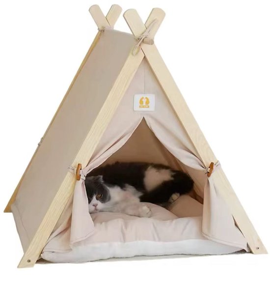 Tente pour Chats et Chiens - Niche fermée - Convient toute l'année - Beige
