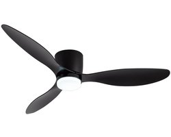 Bovista Plafondventilator - Met Verlichting - Plafond Ventilator - Met Lamp - Plafonniere Met Ventilator - Met Licht - Zwart - 105cm