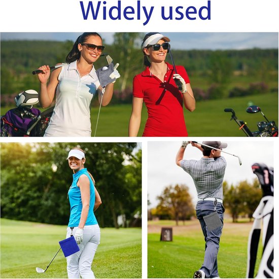3 stuks - Golfbal Handdoek - Golftas Amfibie Handdoeken - met intrekbare gesp - Zachte en delicate golfhanddoek - Duurzame golfclubreiniger - voor fitness, buitensporten - 12*12 cm - zwart, blauw en grijs van Merkloos — afbeelding 4