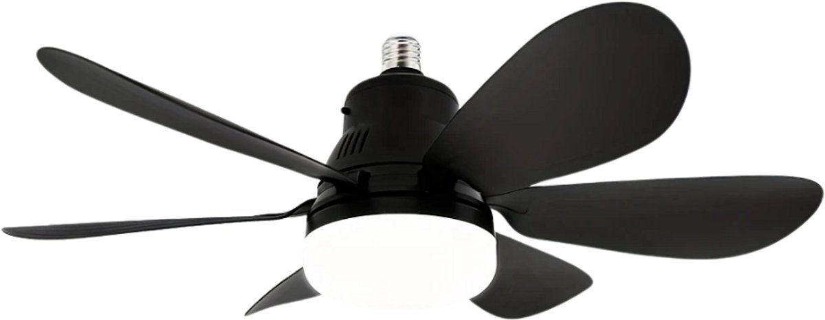 Nivard Plafondventilator - Met Verlichting - Plafond Ventilator - Met Lamp - Plafonniere Met Ventilator - Met Licht - Zwart - 50cm - 2 Stuks