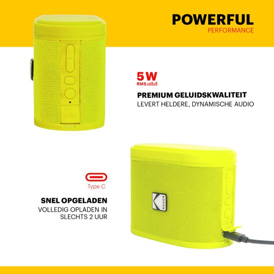 Kodak SoundBrix Bluetooth Speaker - Draadloze Muziek Box –5W RMS - 2pcs - Geel van Kodak — afbeelding 4
