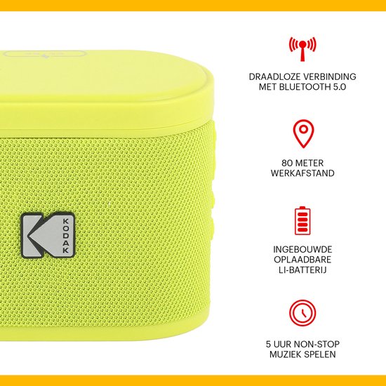 Kodak SoundBrix Bluetooth Speaker - Draadloze Muziek Box –5W RMS - 2pcs - Geel van Kodak — afbeelding 2