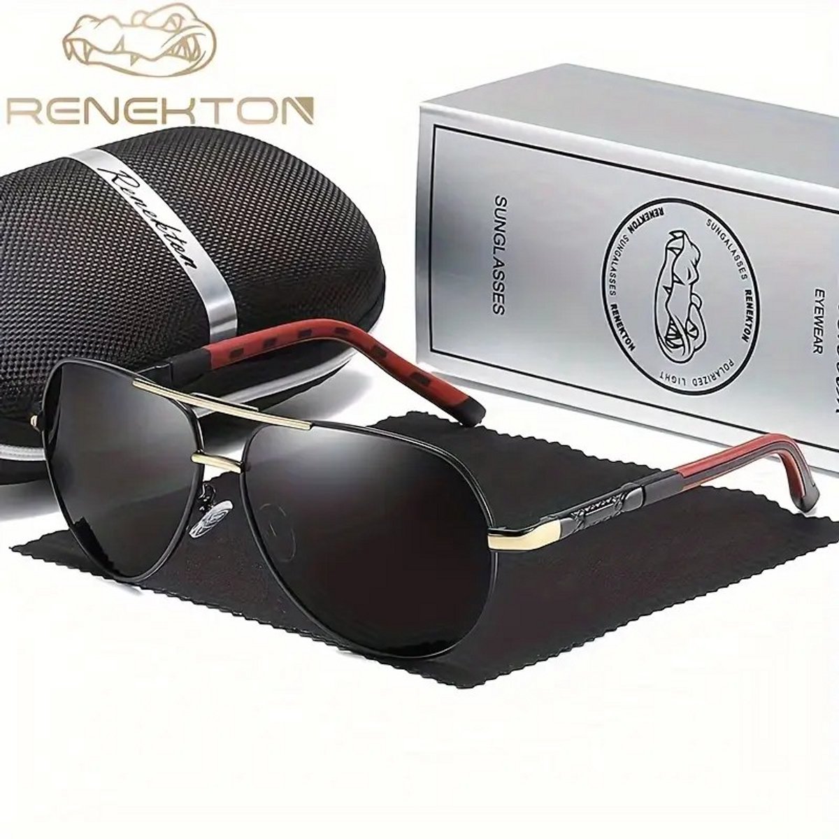 K&R Ventures® Piloten Zonnebril – Gepolariseerd – Unisex Dames & Heren – Gouden Frame & Grijze Glazen – Luxe Cadeaupakket met Etui & Doekje – UV400 Bescherming – Stijlvolle Aviator Bril
