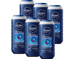 NIVEA MEN Douchegel Total relax Mannen - 3-in-1 Shower Gel - Shampoo - Voordeelverpakking - 6 x 250 ml