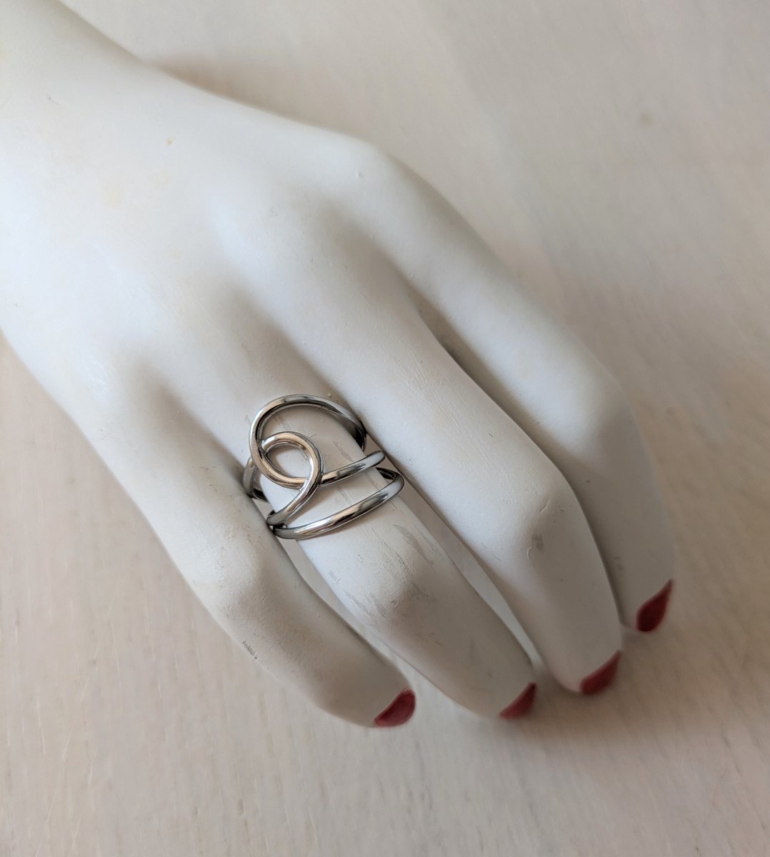 M-apART-chirurgisch-staal-abstracte-ring-zilverkleurig-open maat 18