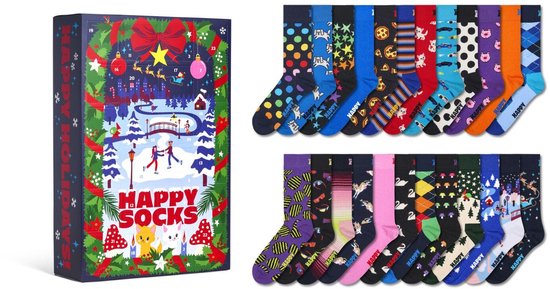 Happy Socks - Coffret cadeau calendrier de l'Avent unisexe pour adultes / Tailles 41-46