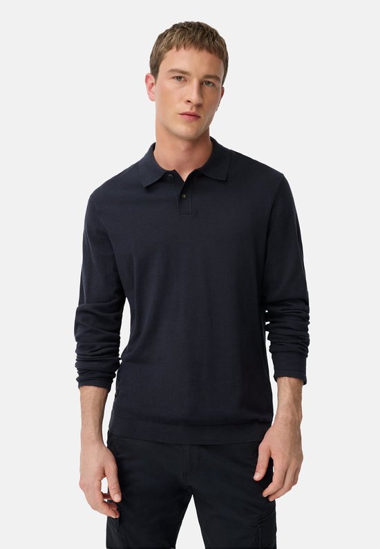 camel active Licht poloshirt met lange mouwen gemaakt van zuiver katoen - Maat menswear-L - Marineblauw