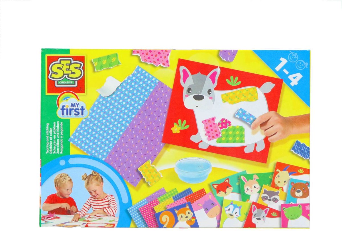 SES Creative - My first - Scheuren en plakken - 10 grote vellen om te beplakken - 4 vellen om te scheuren en te lijmen – dieren - collages maken - knutsel speelgoed 1 tot 4 jaar — afbeelding 5