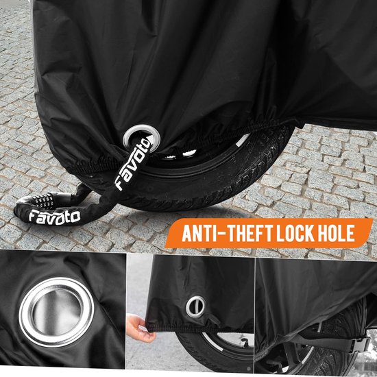 Favoto Motorhoes waterdichte outdoor motorhoes alle seizoenen bescherming 95 inch motorfiets garagehoes winterbestendig met 2 winddichte gespen slot gat 245x105x125cm