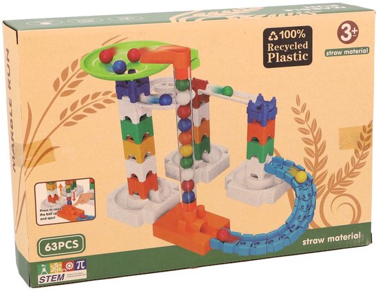 KiddyGo knikkerbaan 63-delig duurzaam speelgoed van gerecycled plastic.