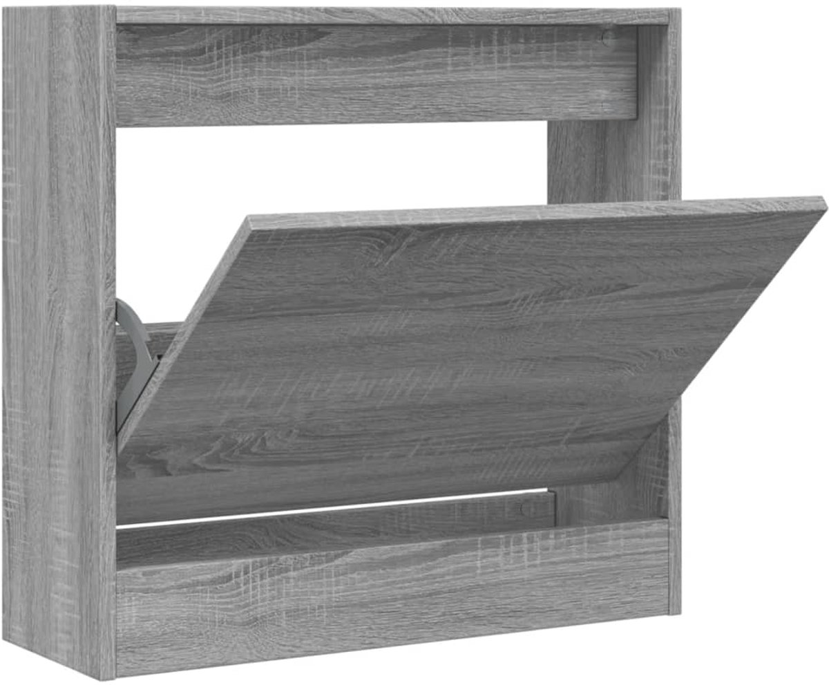 vidaXL Schoenenkast - 60x21x57 - cm - bewerkt - hout - grijs - sonoma - eikenkleurig grijs sonoma eiken