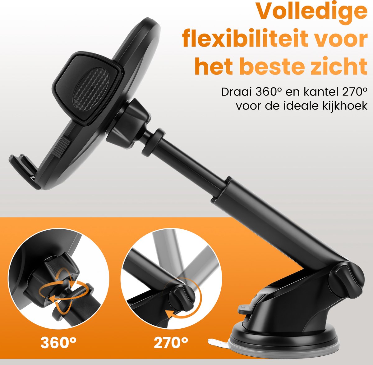 Telefoonhouders Auto met Zuignap - 3 in 1 Autohouder voor Dashboard, Voorruit & Ventilatie - Mobiel Houder Auto - GSM Houder Auto - Universeel en Verstelbaar - Zwart — cadeau in Cadeau-ideeën - foto 5