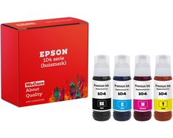 weCare 4-pack - Huismerk geschikt voor Epson 104 Inktflessen - Inktflesjes - Geschikt voor EcoTank ET-1810 - ET-2721 - ET-2814 - ET-2820 - ET-2825
