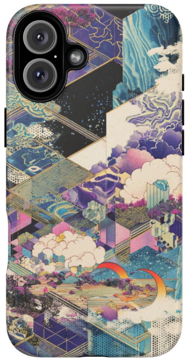 Abstracte Geometrische Natuurtaferelen – Telefoonhoesje Geschikt voor iPhone 16 Plus