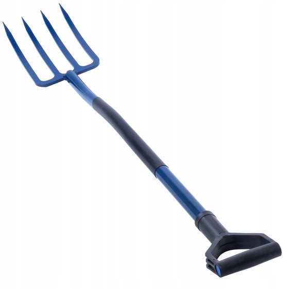 KADAX Hooivork, grafvork met D-greep, mestvork met kop van hoogwaardig staal, ergonomische vork voor tuin, vork, spad, onkruid, stenen, tuinvork, metalen steel van Merkloos	 — afbeelding 5