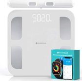 Silvergear Weegschaal met Lichaamsanalyse 28x - 8 Sensoren - Data in App - Weegschaal Personenweegschaal - Digitaal - Slimme Scale Pro - Wit