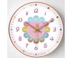 IBETTERTEC Kinderwandklok - Stil & Tikvrij - 20 cm Quartz - Makkelijk Afleesbaar - Voor Jongens en Meisjes - Sfeer Klok voor Slaapkamer