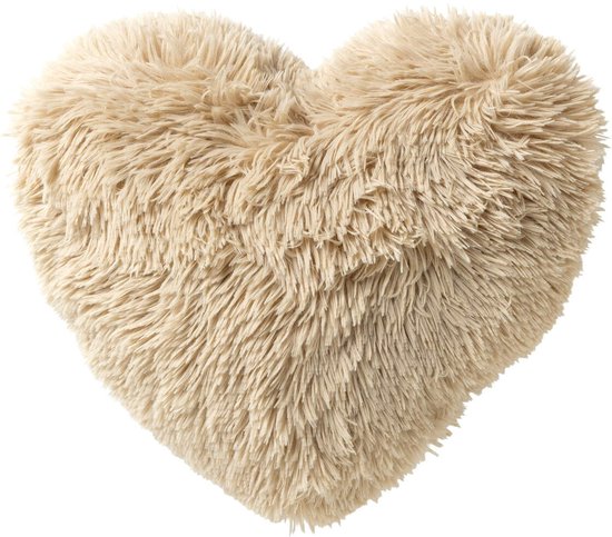 HART - sierkussen 40x45 cm - hartjeskussen - fluffy - Bleached Sand - beige