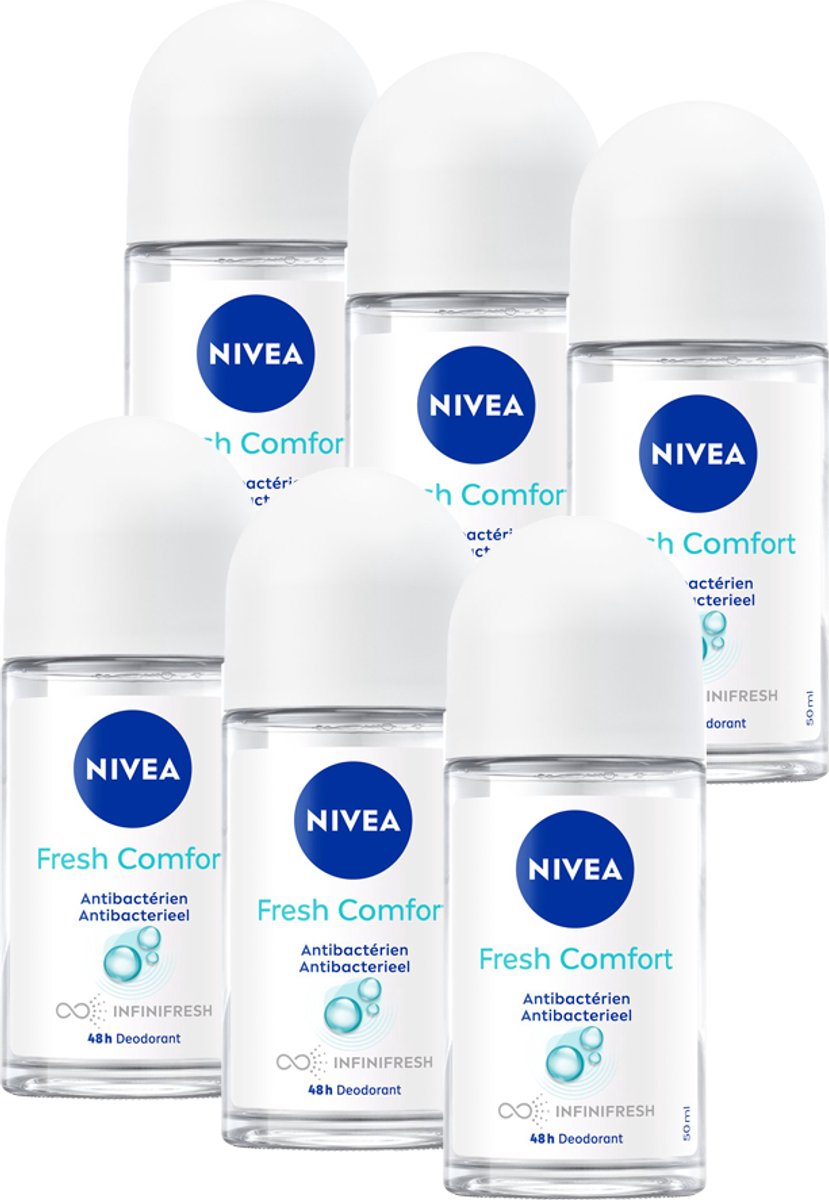 NIVEA Fresh Comfort - 6 x 50 ml - Voordeelverpakking - Deodorant Roller