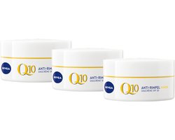 NIVEA Q10 POWER Anti-Rimpel Dagcrème voor Vrouwen - Alle huidtypen - SPF 30 - Crème Met huididentiek Q10 en creatine - Verstevigt en beschermt - 3x50 ml - Voordeelverpakking