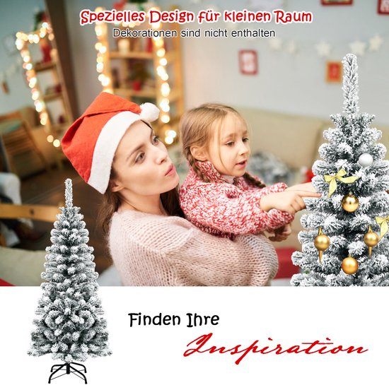 COSTWAY Kunstkerstboom met sneeuw en dennenboom, metalen standaard, PVC-punten, kerstklapsysteem, ideaal voor thuis en kantoor, 180 cm