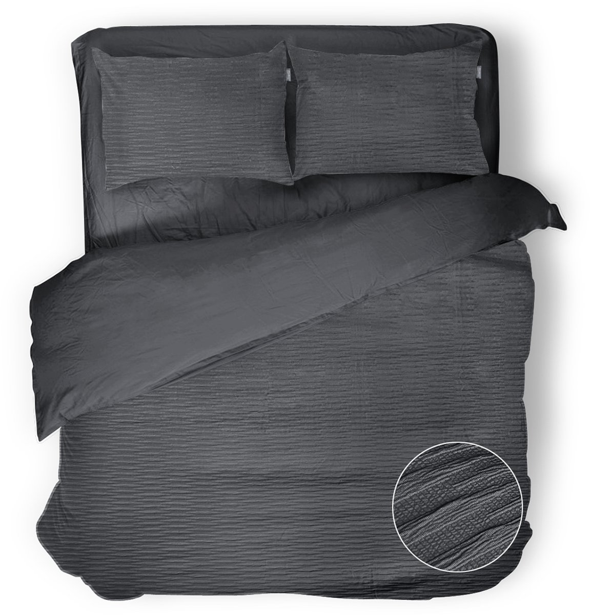 Eleganzzz Dekbedovertrek Serenity Flow - Dark Grey - Dekbedovertrek 240x200/220cm - Micropercal - Lits Jumeaux - Dekbedovertrekken