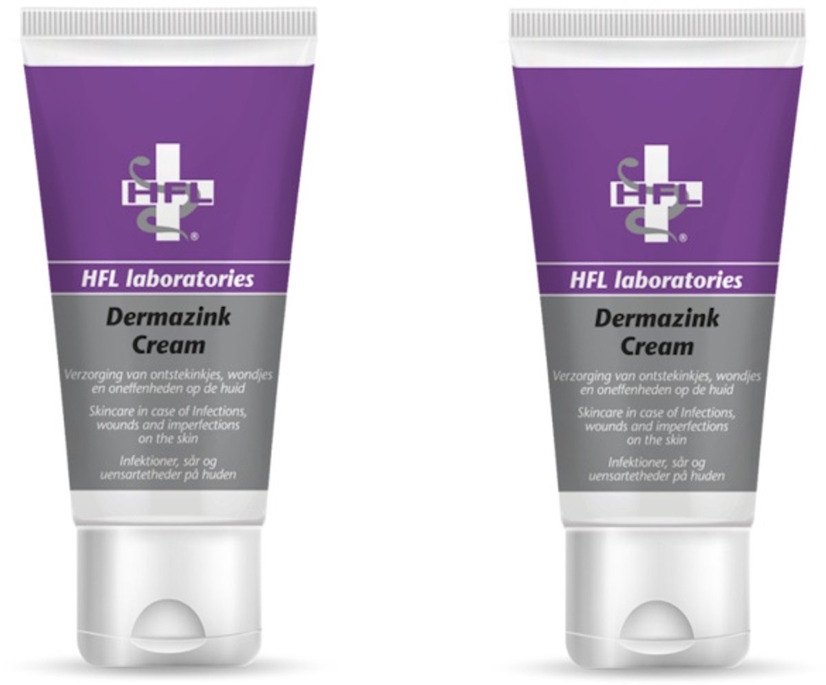HFL - dermazink cream - voetverzorging - ondersteunt het herstellend vermogen van de huid - duopack - 2x30 ml