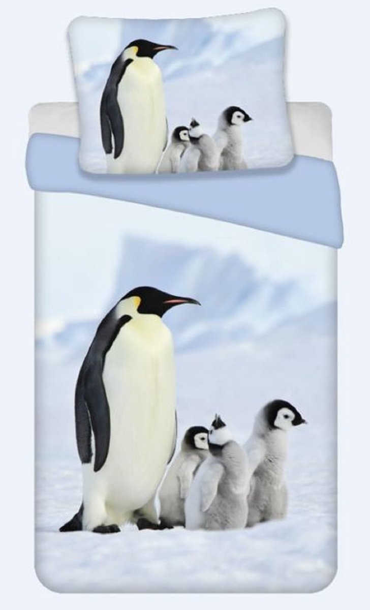 Unyqoos Beddengoedset met schattige pinguïnprint, ademend en temperatuurregulerend katoen Meerkleurig
