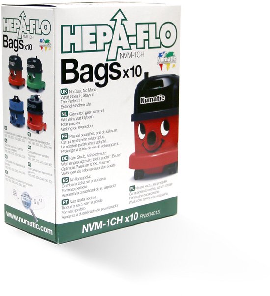 Numatic - NVM-1CH - Hepaflo Stofzuigzakken - Stofzuigerzakken - 8 x 10 stuks
